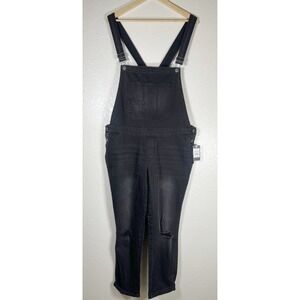 NWT Mossimo Denim Overalls XL Women's Black Distressed Adjustable Straps Pockets